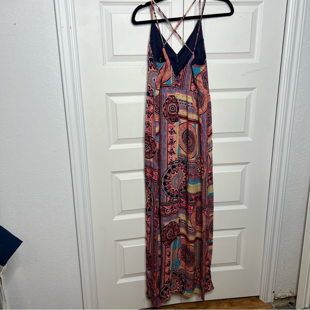 Lulu’s Boho Maxi Dress | Size L | Strappy Back | Vibrant Print - Picture 3 of 6